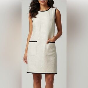 Elie Tahari Cream Shift Dress with Black Trim